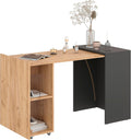 Bureau, 128 × 60 × 75 cm, Table Informatique PC avec 2 Étagères, Meuble Gain de Place pour Petit Espace, Komto, 60 × 36, 7 × 75 cm, pliable