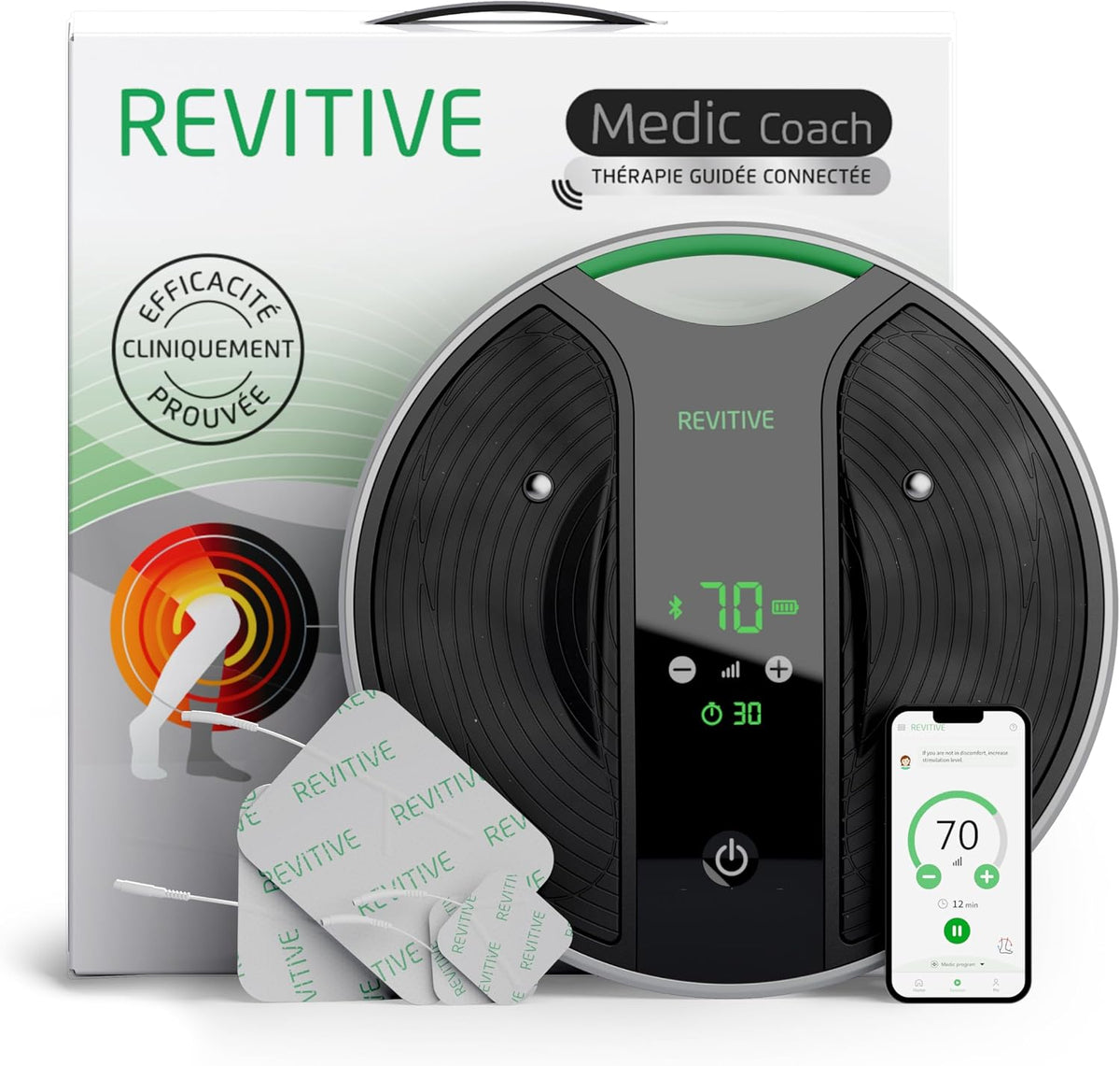 REVITIVE Stimulateur musculaires et nerveux, Soulagement durable et personnalisé des douleurs sans médicaments