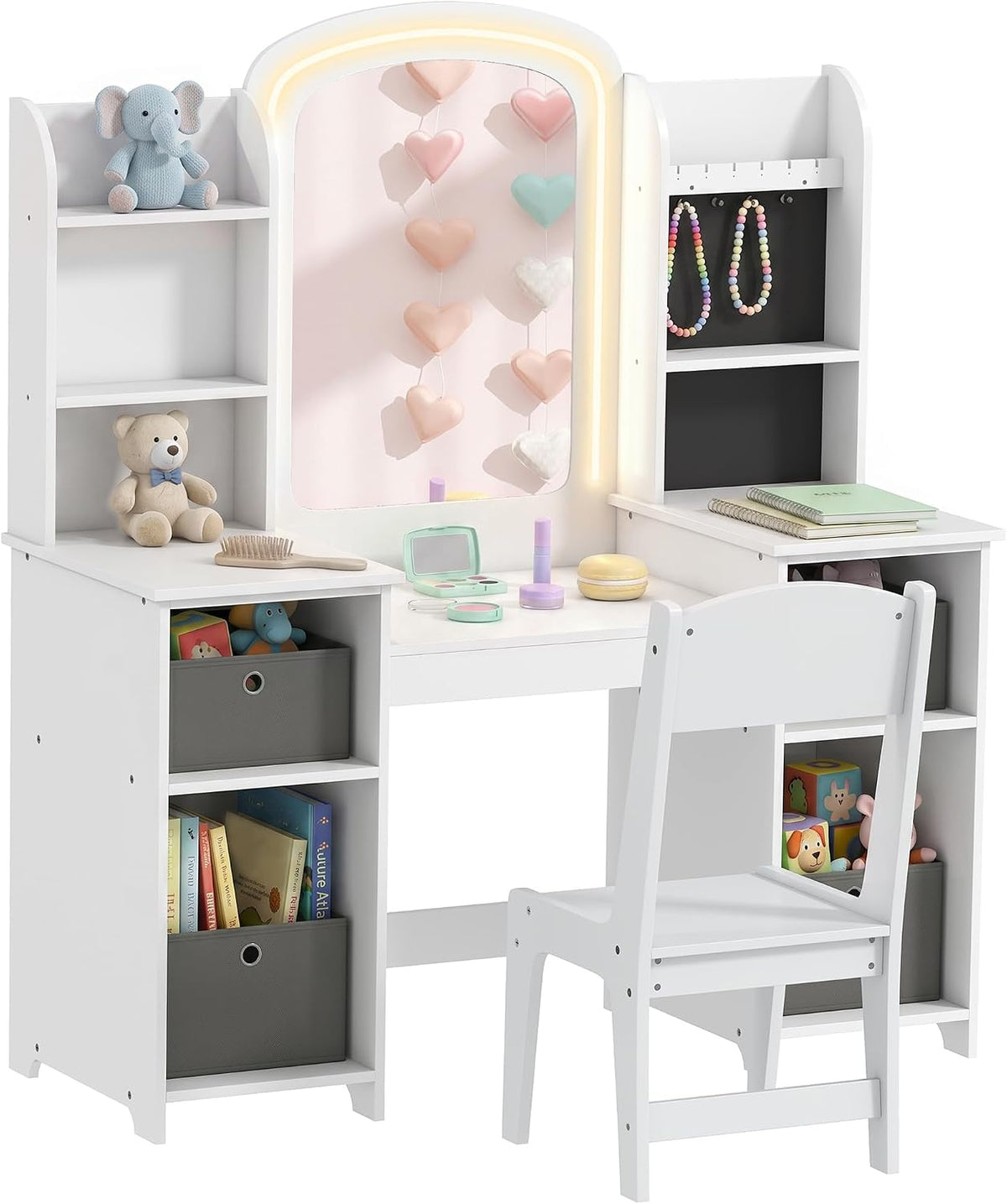 Coiffeuse, éclairage LED, 3 à 8 Ans, AIYAPLAY, Blanc