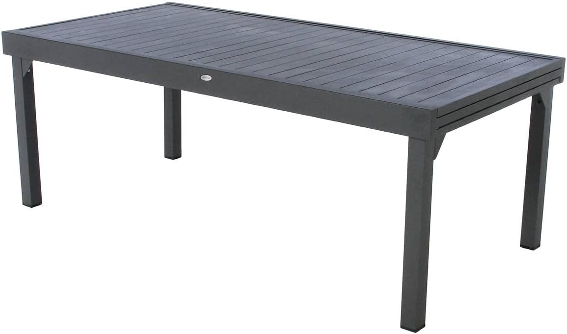 Table à manger, Aluminium Antirouille, 320 cm, Table de Jardin Extensible Piazza Gris Graphite, HESPERIDE, 12 Places