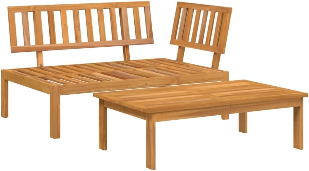 Canapé, Salon de Jardin Palette 2 pcs Bois Massif d'acacia, 133 × 92 × 69 cm, vidaXL, 120 × 80 cm, 100 × 60 × 30 cm