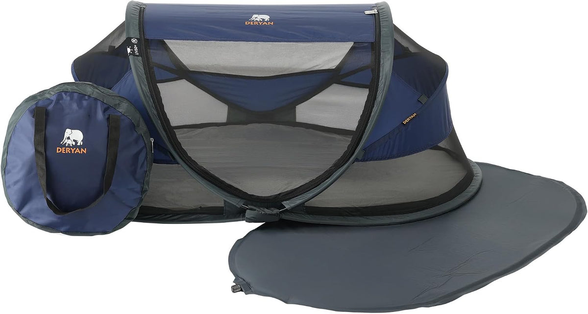 Lit Deryan 120x75cm, 36 × 7 × 36 cm, Pop Up Tente pour Bébé Montée en 2 Secondes, 3, 5 cm, 120 × 75cm, Facile à Plier, Navy