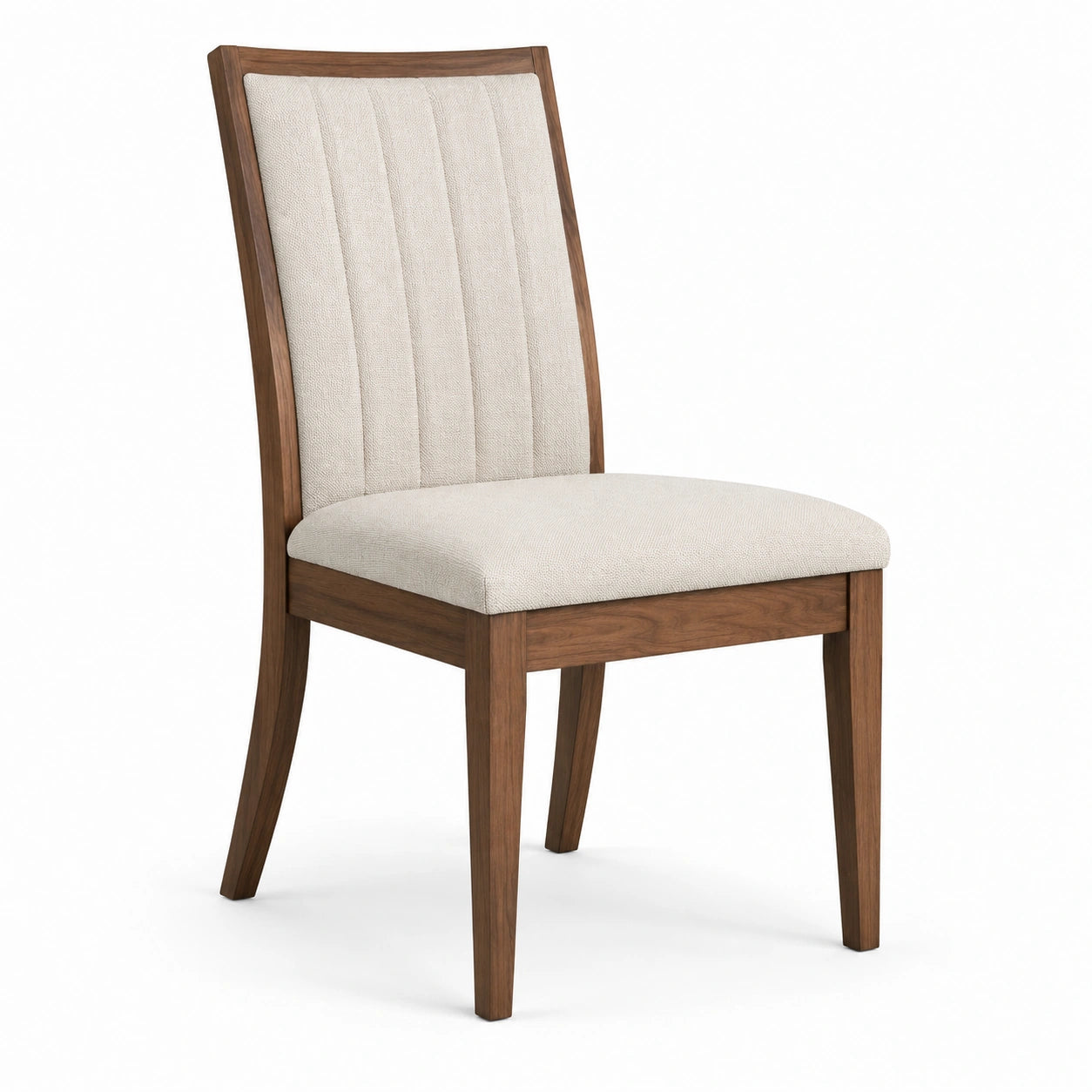 Chaise en bois de noyer avec tissu beige