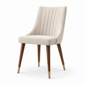 Chaise en tissu beige avec pieds en bois de hêtre