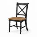 Chaise en bois noir avec assise en paille