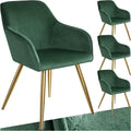 Chaise, 58 × 62 × 82 cm, tectake, 40 × 42 cm, 47 cm, Lot de 4, Effet Velours