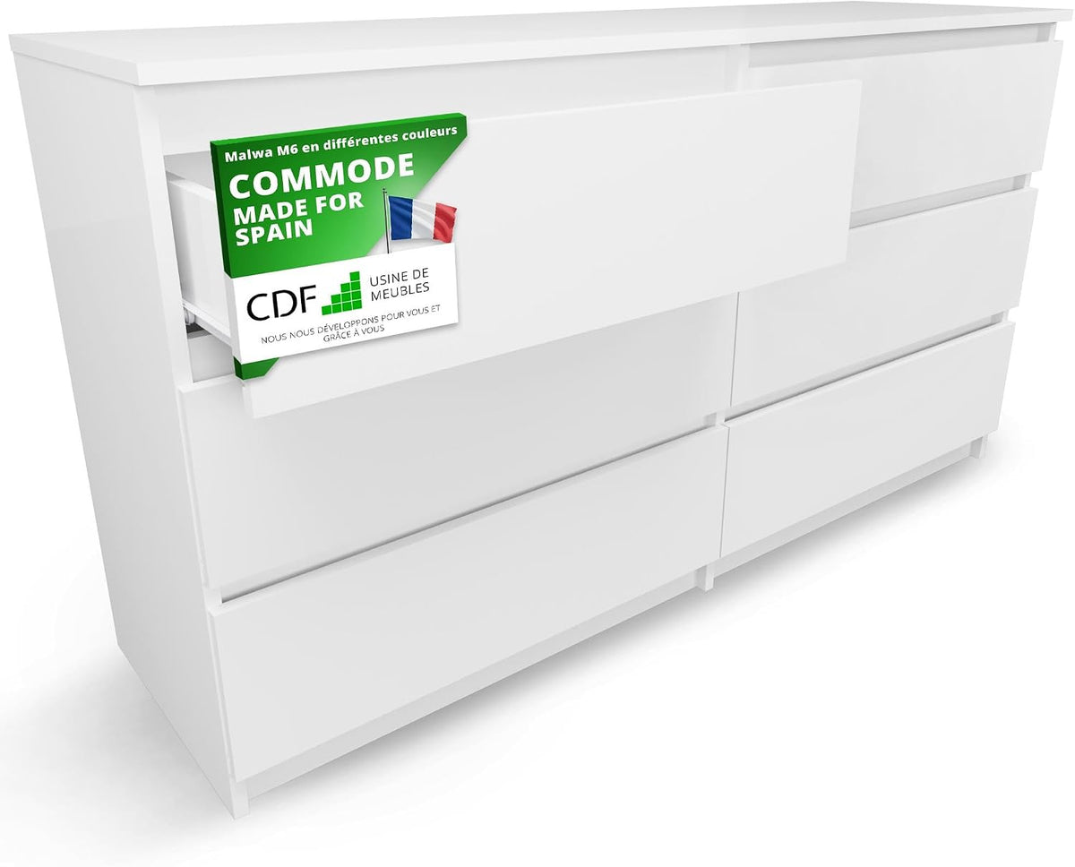 Commode, 40 × 75 × 138 cm, CDF, 138 × 40 × 75 cm, 16 mm, 6 Tiroirs, 4 tiroirs