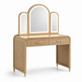 Coiffeuse en bois de chêne avec miroir triptyque