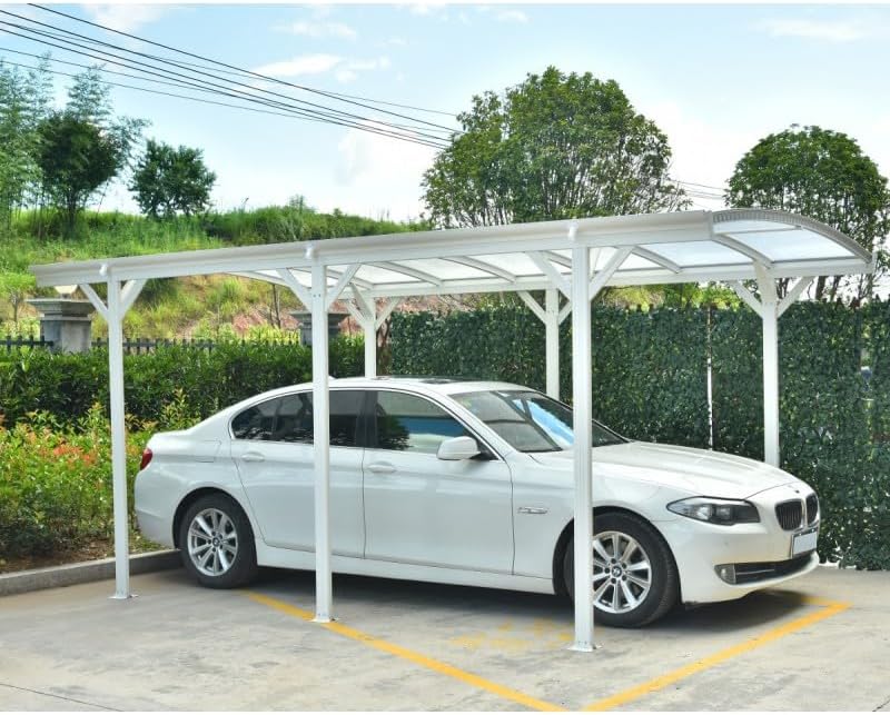 X-METAL Auvent pour voitures, Carport Autoportant en Aluminium Blanc et Polycarbonate 6mm 15, 15m2, 3 × 5, 05m, 10 × 4cm, 1, 5mm, 222cm, 38mm