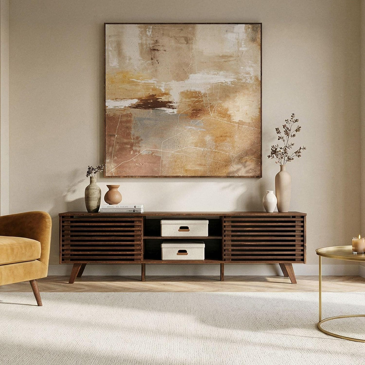 Meuble TV, 175 × 50 × 38 cm, réglable, IDIMEX, 190 cm, 32 × 56 × 33 cm, 50 × 175 × 38 cm, 3 étagères, 2 portes