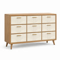 Commode 9 Tiroirs en Chêne et MDF Crème