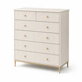 Commode en bois 6 tiroirs blanc et or