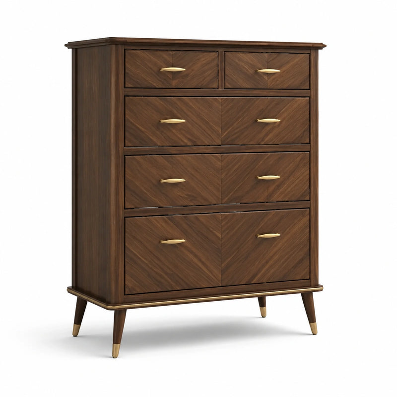 Commode en Bois Marron avec Poignées en Laiton