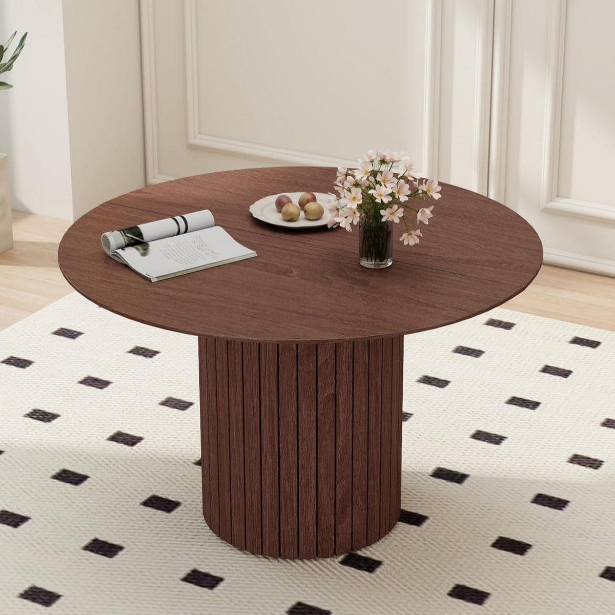 Table JZGORC, 120 × 120 × 76 cm, 120 cm, 75 cm, Marron Foncé
