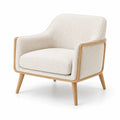 Fauteuil en bois avec tissu beige