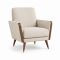 Fauteuil en bois de noyer et tissu polyester beige