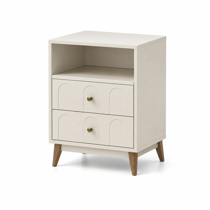 Table de chevet en MDF avec pieds en bois