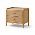 Table de chevet en bois et rotin marron clair