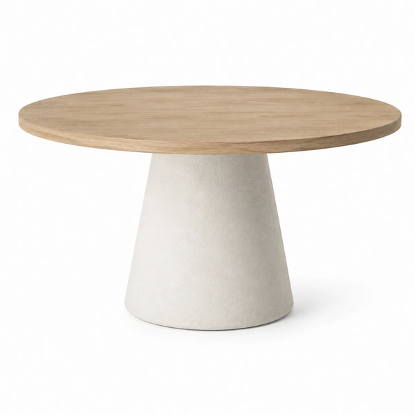 Table ronde en bois de chêne et béton 120cm