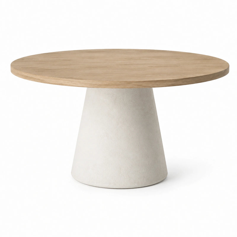 Table ronde en bois de chêne et béton 120cm