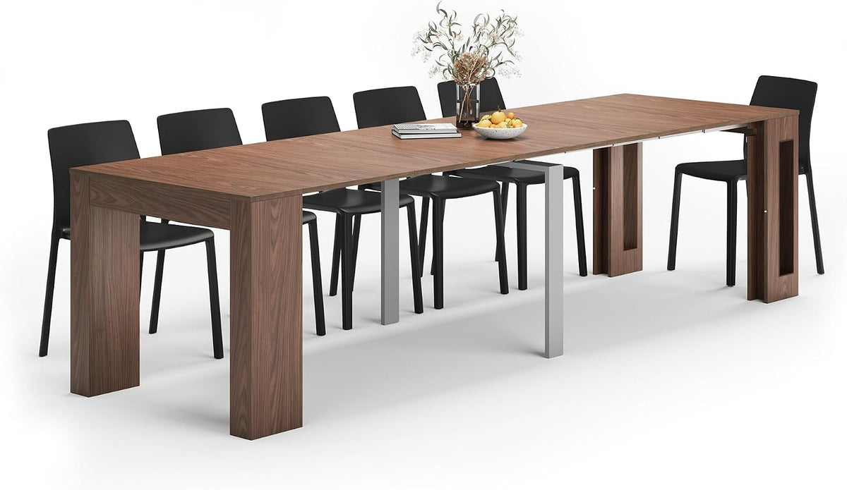 Console, 90 cm, pour 12 Personnes, MOBILI FIVER, 45 cm, 97 cm, 149 cm, 201 cm, 253 cm, 305 cm, x 90 cm, Noyer, Salon, Made in Italy
