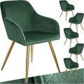 Chaise tectake, 58 × 62 × 82 cm, 40 × 42 cm, 47 cm, Lot de 6, Effet Velours
