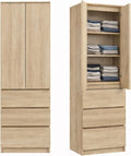 50 cm, Armoire 2 Portes avec 3 étagères et 3, Home Collective, 3 tiroirs