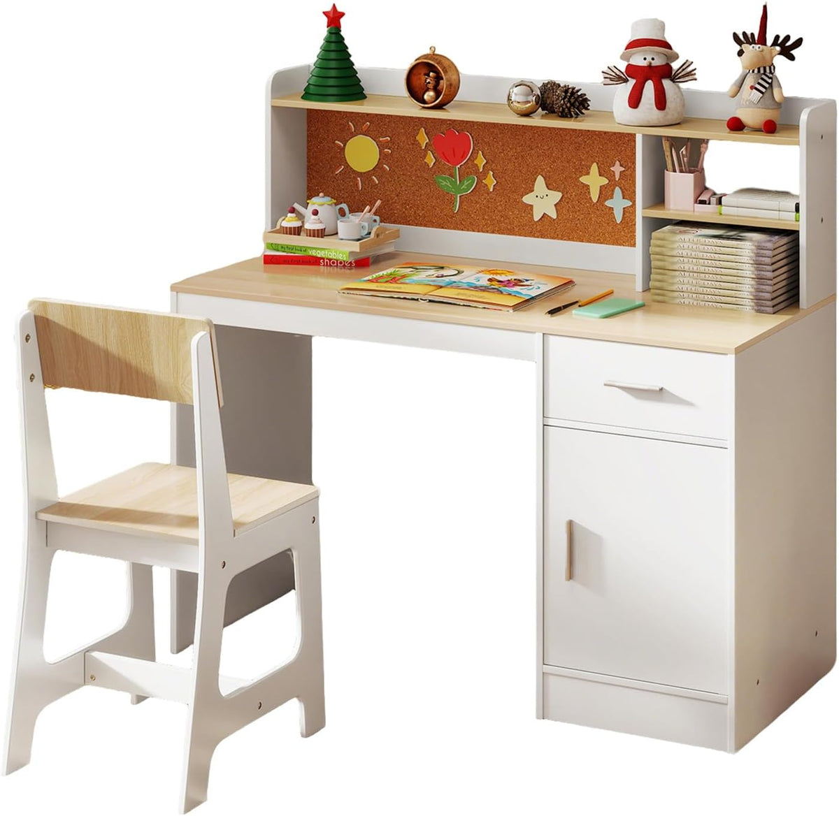 Bureau, 40 cm, GOPLUS, Naturel