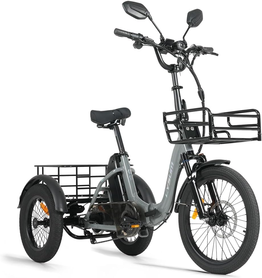 Antgooat Tricycle, 48 V, pliable, 20 Ah, 3 modes, 1 Mode, 2 Mode, 3 roues, autonomie de 150 km