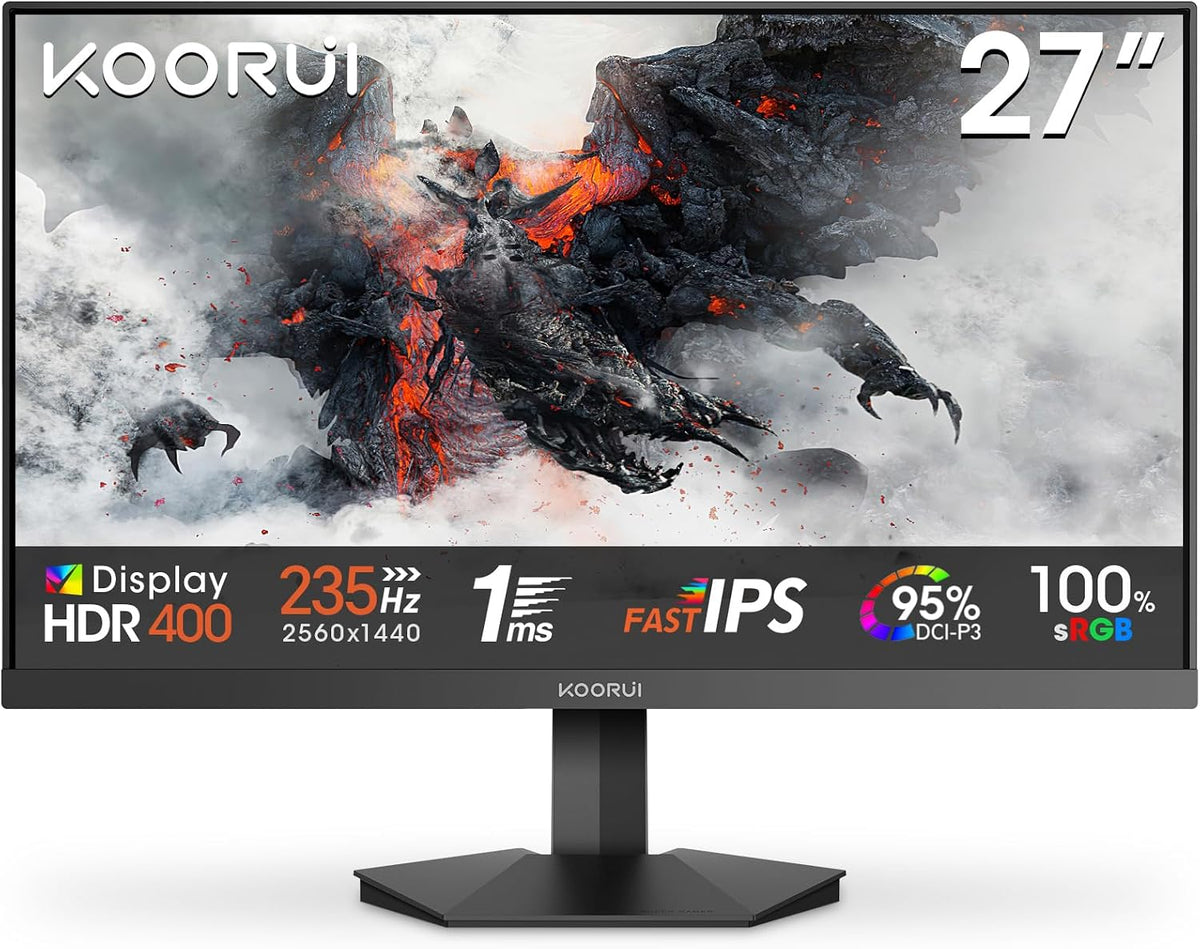 KOORUI Écran PC, 27 Pouces, 75 × 75 mm, HDR400, 235Hz, 200Hz