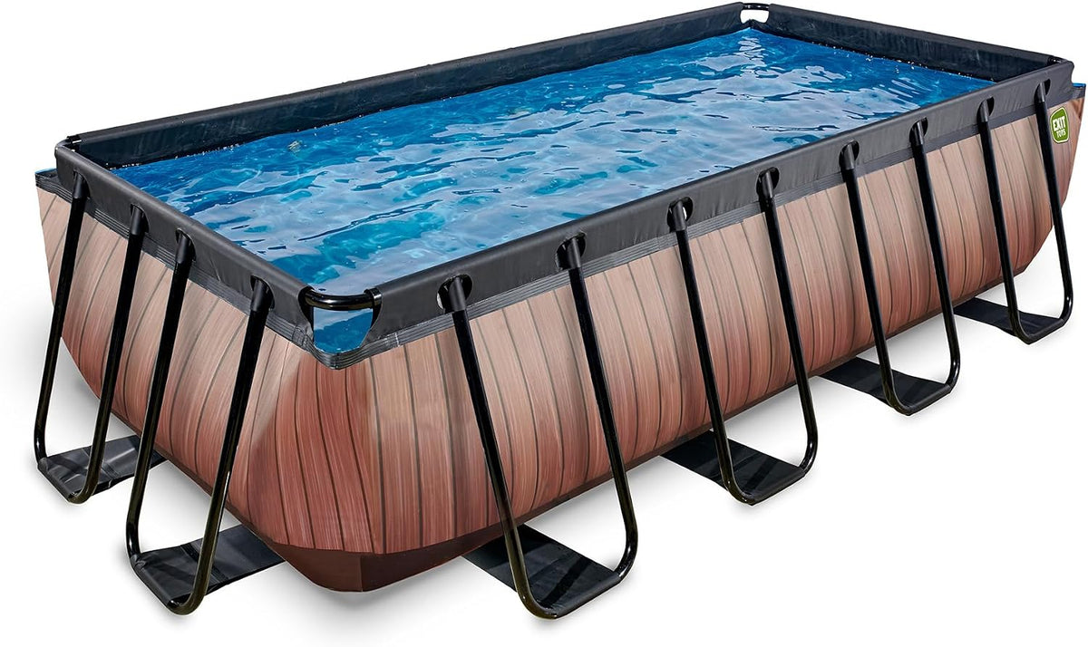 EXIT TOYS Piscine hors sol, Piscine Tubulaire pour Familles, 400 × 200 × 100 cm, Cadre en Acier, 7 020 l, TÜV CE en 16582, 4 × 2 m