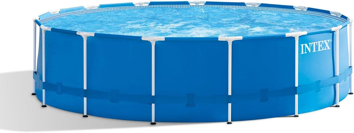 Intex Piscine hors sol, 3, 8 m3/h, kit piscinette Metal Frame Ronde Tubulaire (ø) 4, 57 x (h) 1, 22m