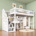 Lit Sapgaks 90x200, superposé 2 Places, Bois Massif + MDF, Blanc
