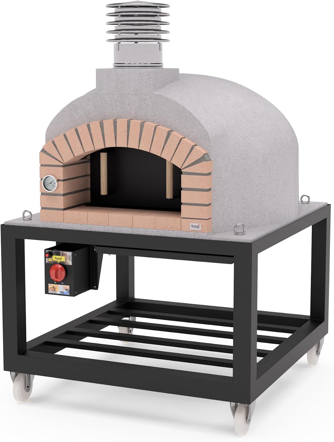 Cuisine d'extérieur, 130 × 130 × 161 cm, Four à Bois Extérieur OLYMPUS MONS, acier inoxydable, MAESTRO FERRETERO