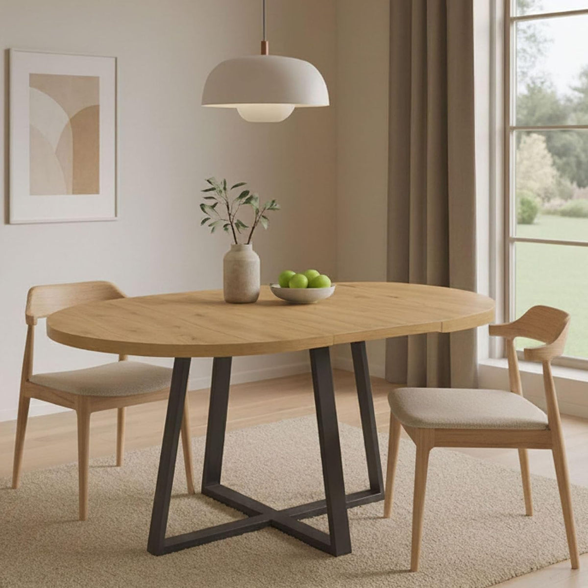 Console, 158 × 110 × 77 cm, Dmora, 110 cm, 158 cm, 5 cm, Table Extensible Casarola, Table à Manger Polyvalente Ovale, Chêne Nodi