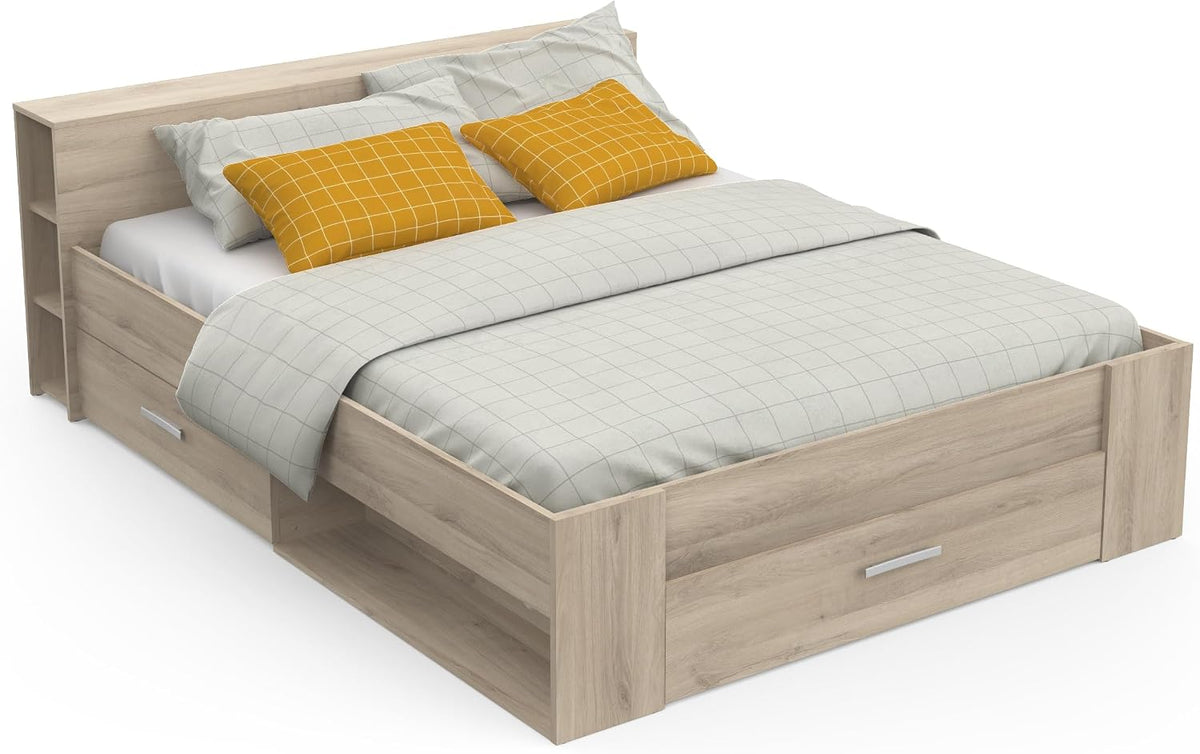 Lit, 169, 1 × 226, 9 × 74, 3 cm, Demeyere, 90 cm, 95 cm, 18 mm, 15 mm, 74 cm, 23, 9 cm, 23 cm, 18 cm, 21 cm, 24 mm, 3 Tiroirs, Coloris Chêne