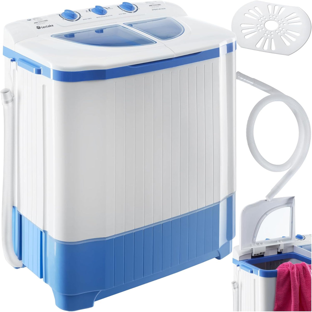 Mini lave-linge tectake, 4, 5 kg, Capacité de charge 4, 5 kg pour Étudiant, Mini Machine à laver portable 2 en 1 Multi-Fonction Essorage