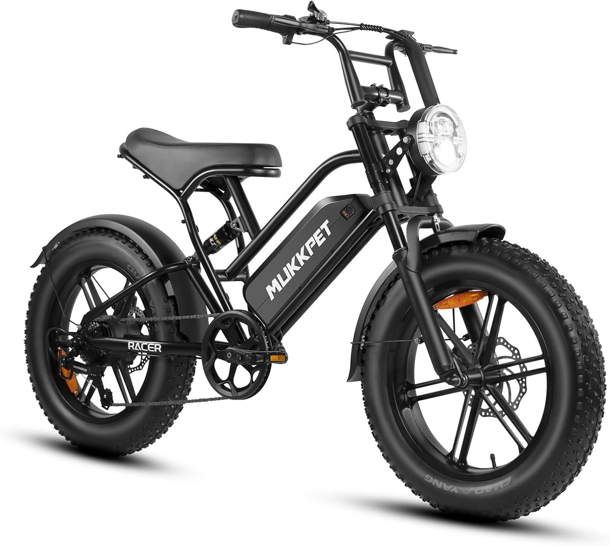Vélo, 7 vitesses, Mukkpet, 48V, 18Ah, 864Wh, 150kg, Jusqu'à 120 km d'autonomie, Fat Tire 20' x 4.0 Tout Terrain, Noir, Double Suspension