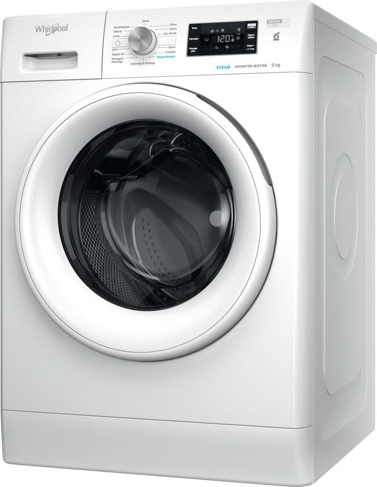 Lave-linge Whirlpool FFBS9479WVFR, 59.5 × 85 × 63 cm, 78 dB, 14 programmes, fonction vapeur