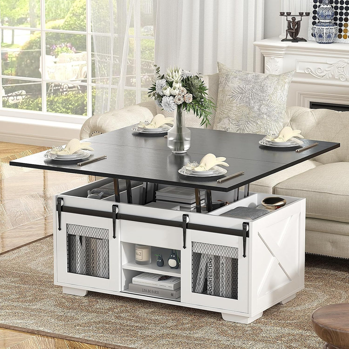 Table basse, 3 pouces, VOWNER, 2 étagères, 2 portes, 41