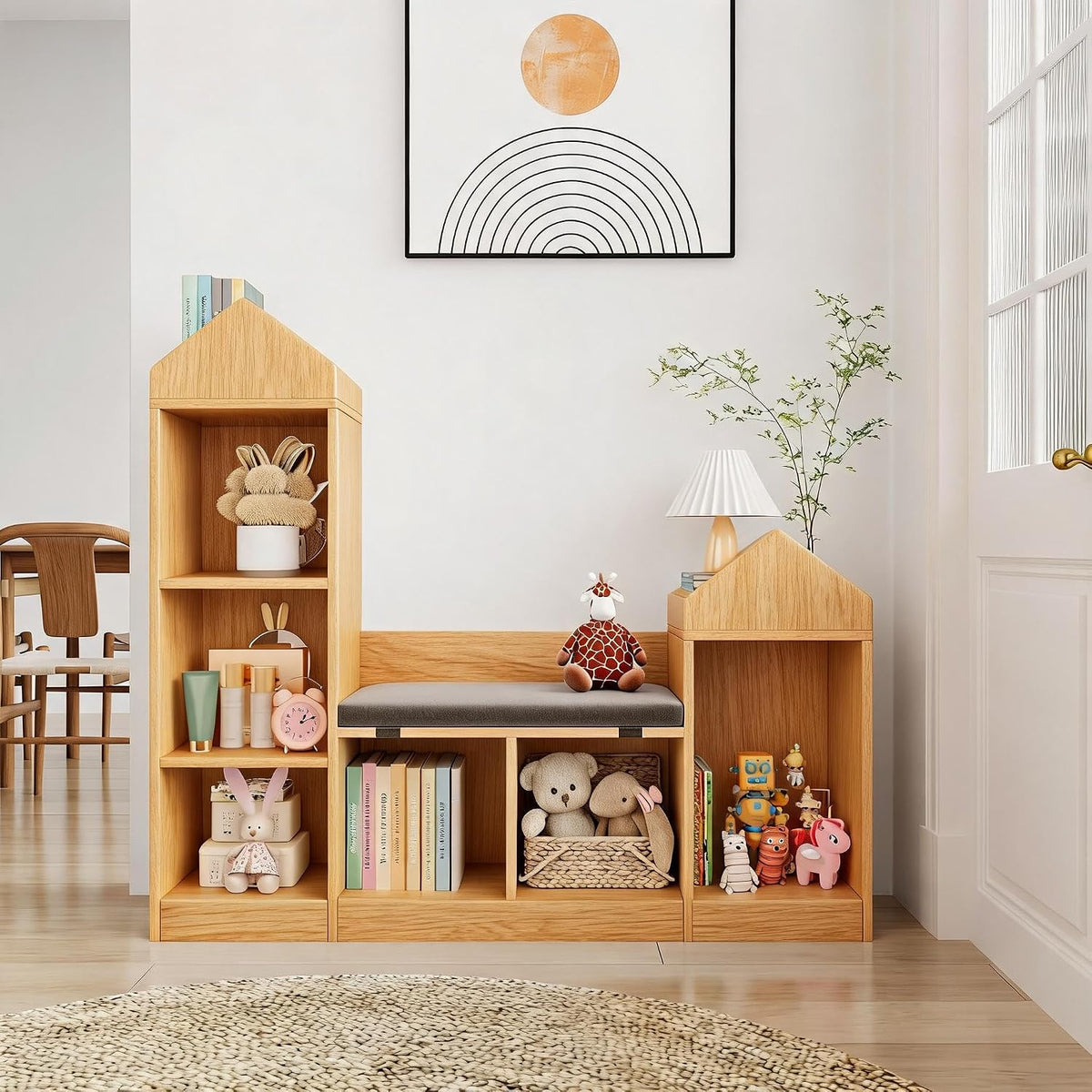 Bibliothèque, 121 × 30 × 107 cm, Garvee, 6 Cubes Rangement Livre Enfant, Anti-Basculement