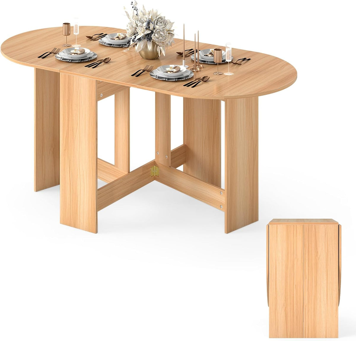Table GIANTEX, pour Salon, pliable, Jardin, Balcon, Bureau, Naturel