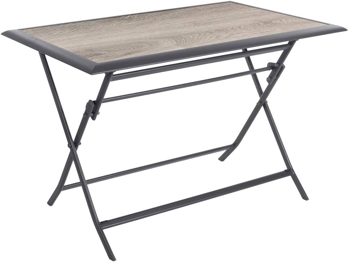 Table à manger, Table Jardin Pliante Azua 4 Places Gris Fumé Aluminium, HESPERIDE, 110 × 71 × 71 cm