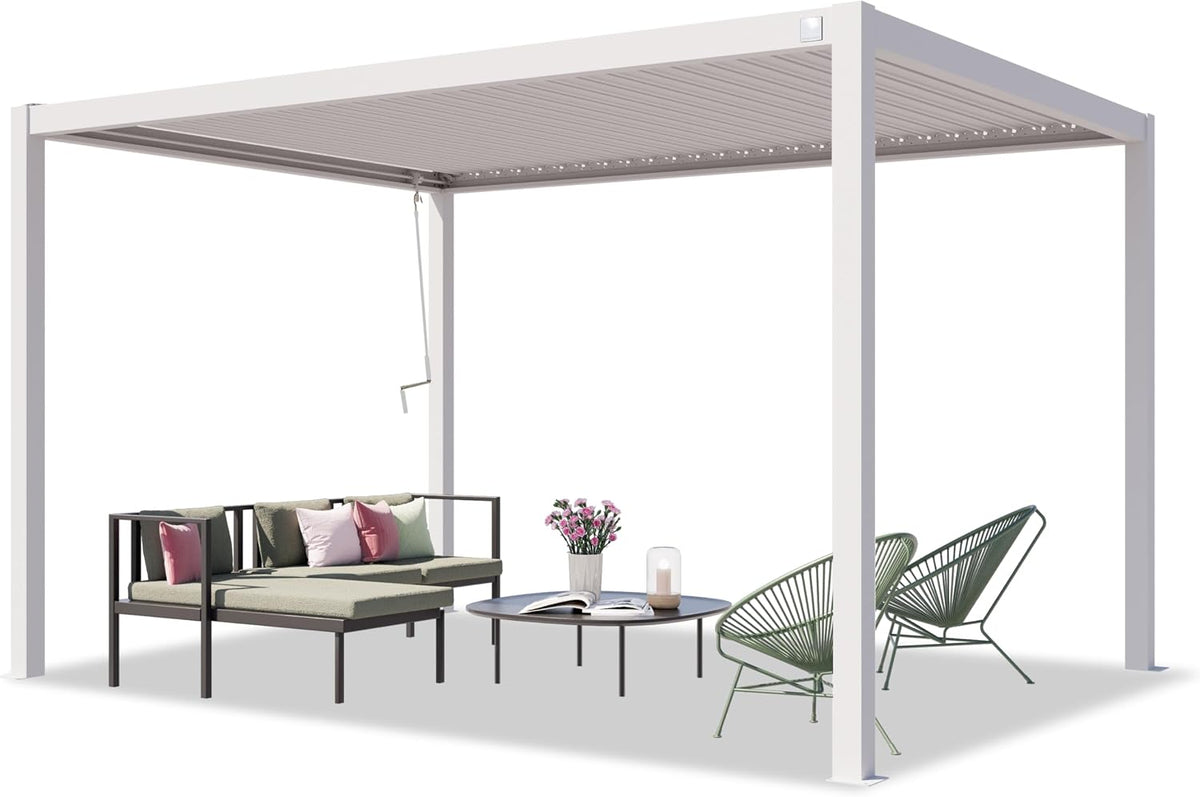 Tonnelle, Lames en Acier, 100 × 100 mm, réglable, TOOLPORT, 117 × 25 mm, 3 × 4 m, 100 × 100mm, 117 × 25mm, 3 × 3 m, 3 × 6 m, 4 × 4m, Blanche