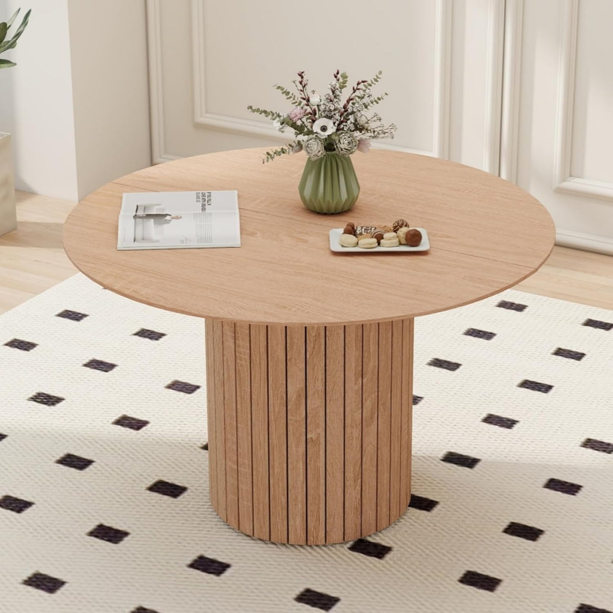 Table JZGORC, 120 × 120 × 76 cm, 120 cm, 75 cm, Marron Clair