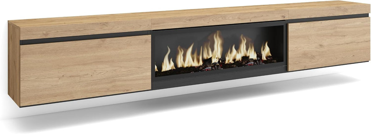 Meuble TV, télécommande, 107 cm, 32 cm, 45 cm, 35 cm, 80 cm, 34 W, 3 niveaux, 34w, 120cm, éclairage LED, Skraut Home
