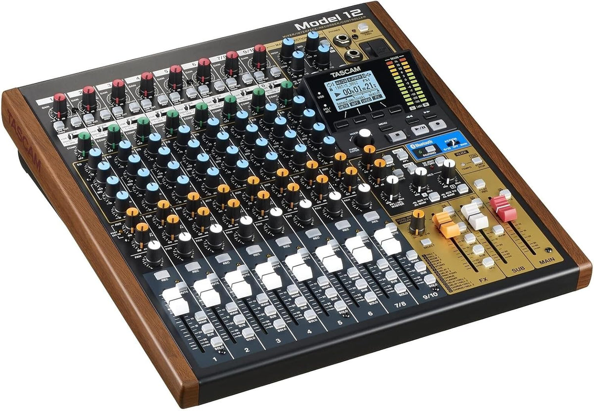 Table de mixage, 343 × 360 × 99 mm, Bluetooth, TASCAM, 240 V, 16 W, 60 Hz, 35 °C, réglable
