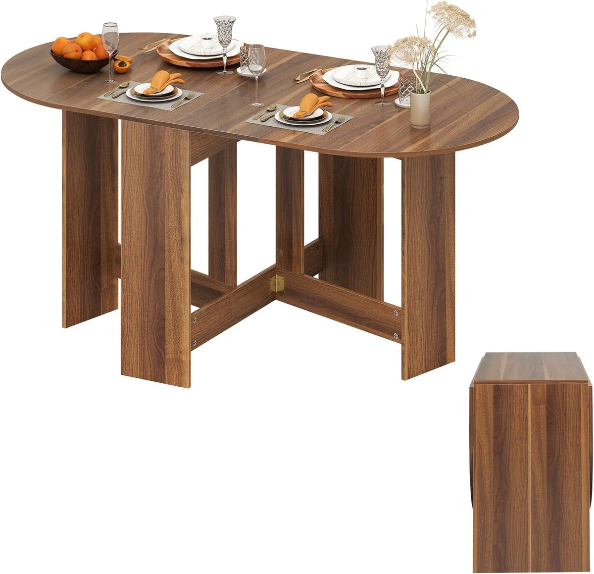 Table à manger GIANTEX, pliable, pour Salon, Jardin, Balcon, Bureau, Marron