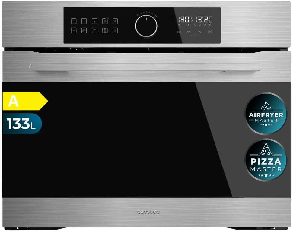 Cecotec Four encastrable, 133 L, 11 Fonctions avec Airfryer Master, acier inoxydable, 35 cm, AF319000, 3800W, 133L, 3 zones
