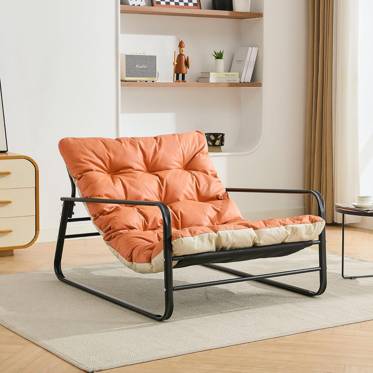 Chaise HomeMiYN, réglable, 160 kg, Fauteuil Jardin Exterieur avec Coussin réversible, 118, 5 × 92 × 72, 5 cm, 84 × 145 × 10 cm, 29 cm, 37 cm